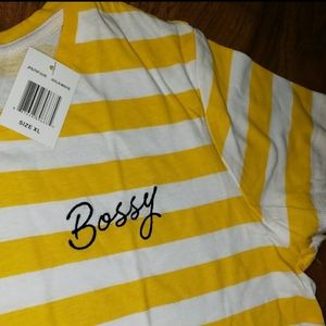 "Bossy" Striped Crew Neck T-shirt